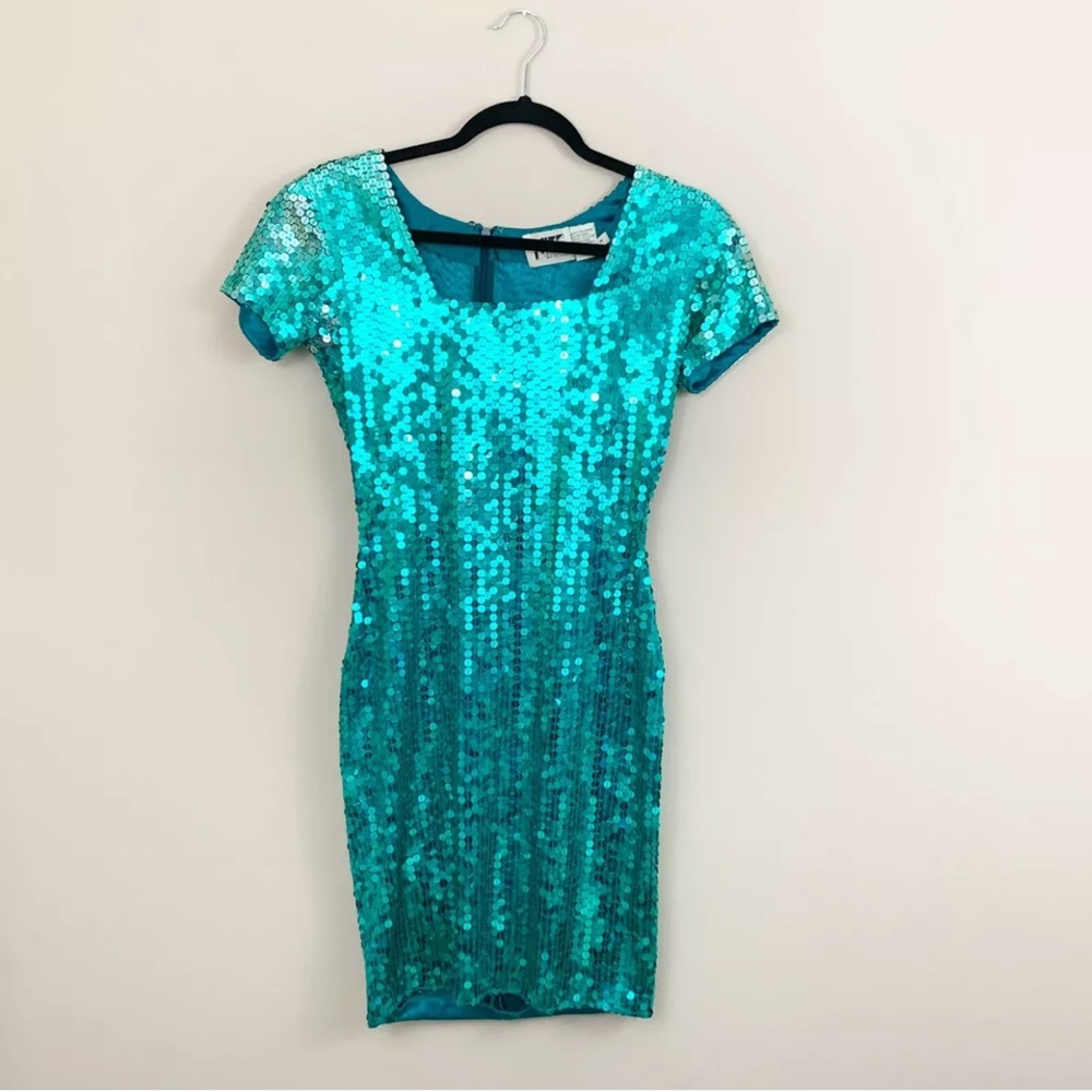 NiteLine Vintage Green Sequin Dress Size 4